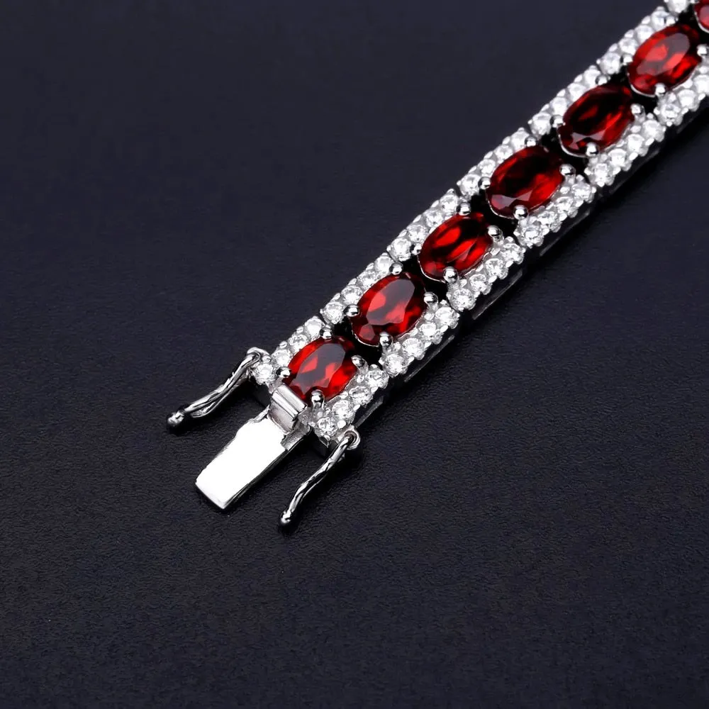 0.6Ct Natural Garnet Gemstone 925 Sterling Silver Vintage Bracelets