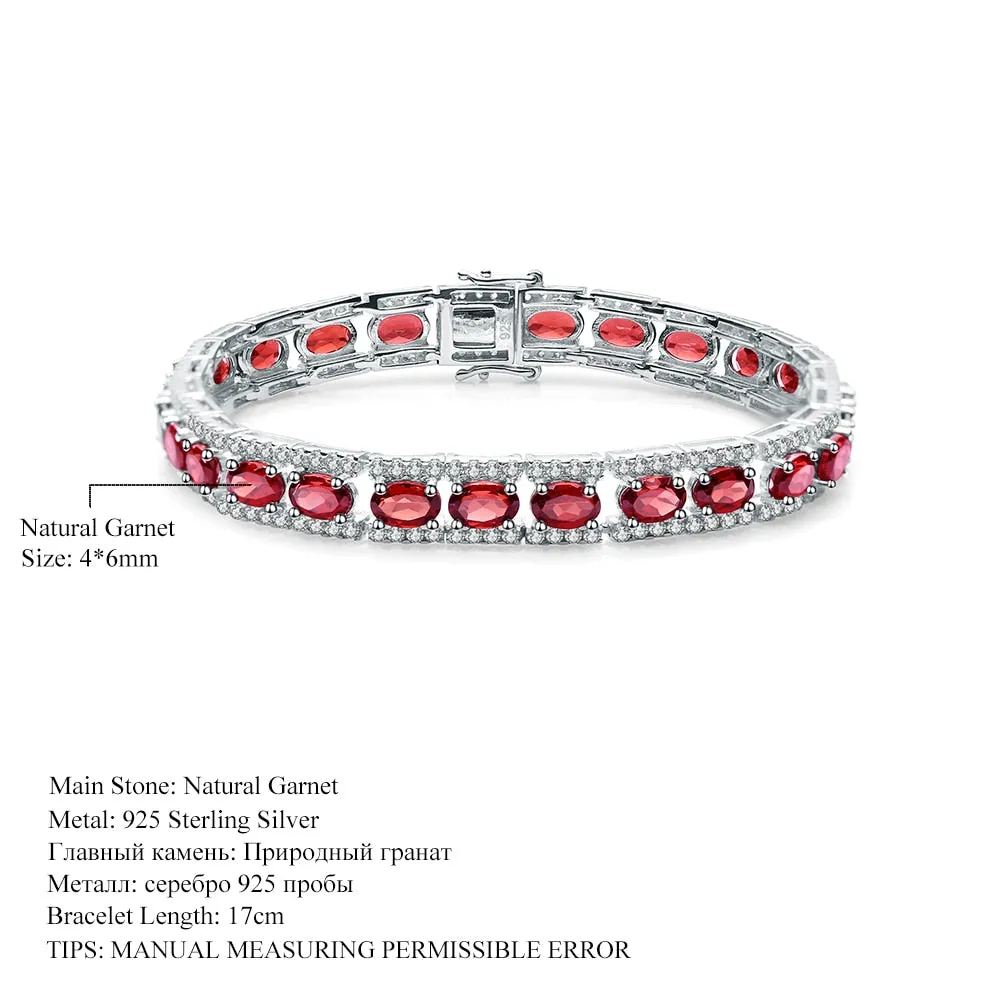 0.6Ct Natural Garnet Gemstone 925 Sterling Silver Vintage Bracelets