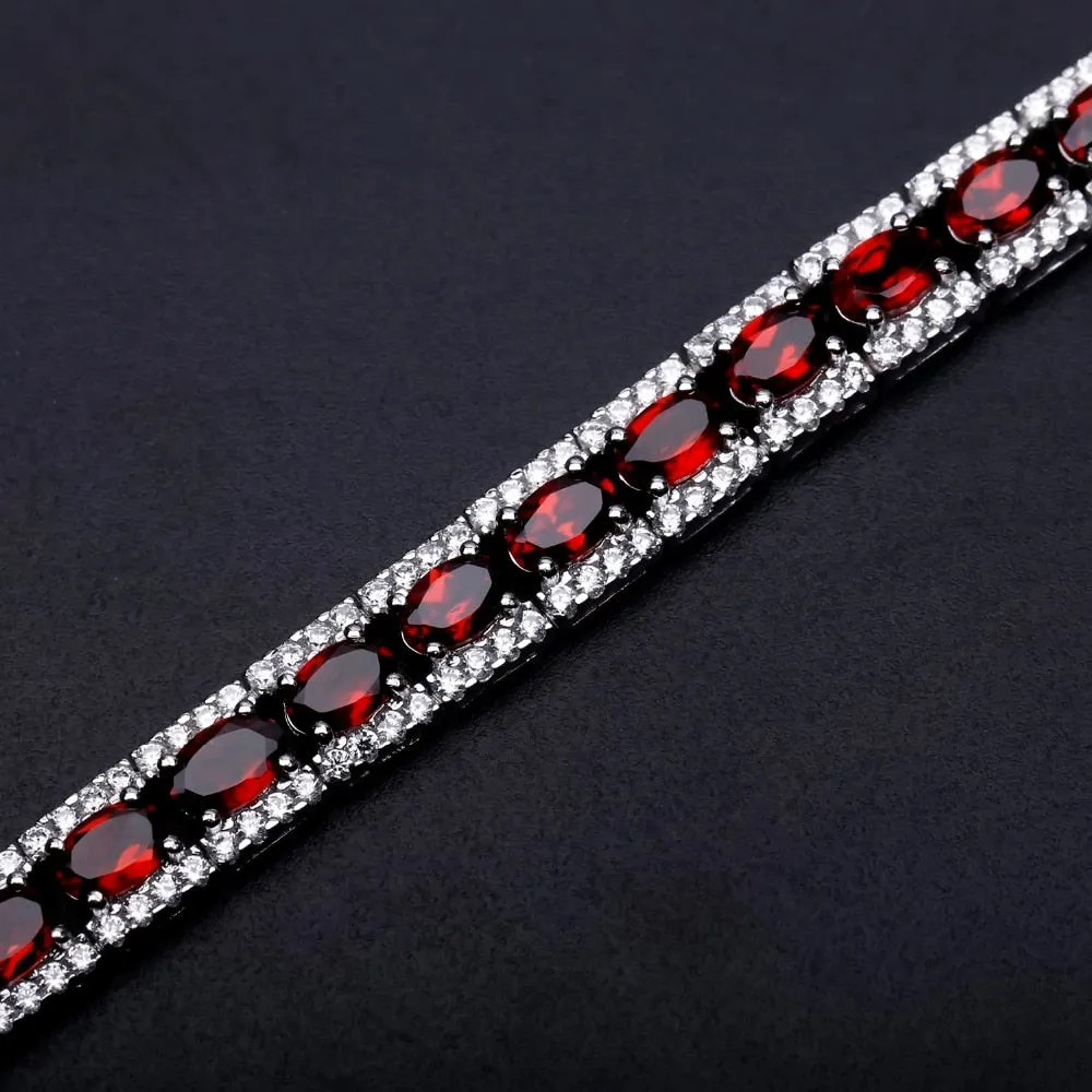 0.6Ct Natural Garnet Gemstone 925 Sterling Silver Vintage Bracelets