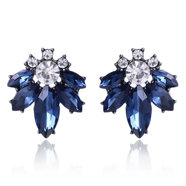 17colors Vintage Antique Golden Transparent Rhinestone Earrings For Women Bijoux Brincos Women's Christmas Gift 2018