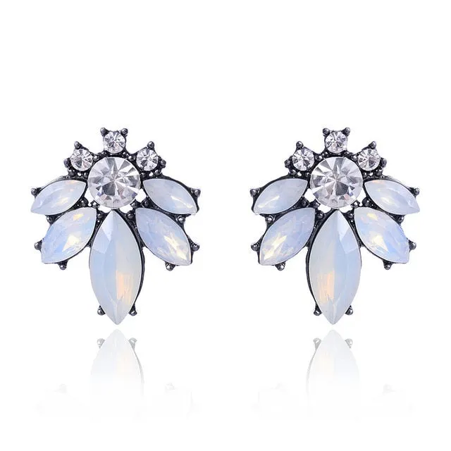 17colors Vintage Antique Golden Transparent Rhinestone Earrings For Women Bijoux Brincos Women's Christmas Gift 2018
