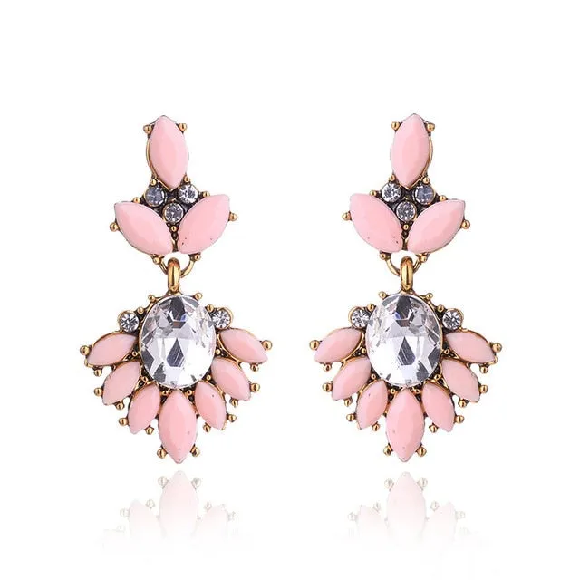 17colors Vintage Antique Golden Transparent Rhinestone Earrings For Women Bijoux Brincos Women's Christmas Gift 2018