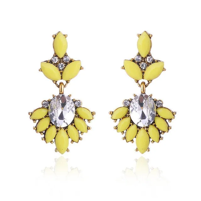 17colors Vintage Antique Golden Transparent Rhinestone Earrings For Women Bijoux Brincos Women's Christmas Gift 2018