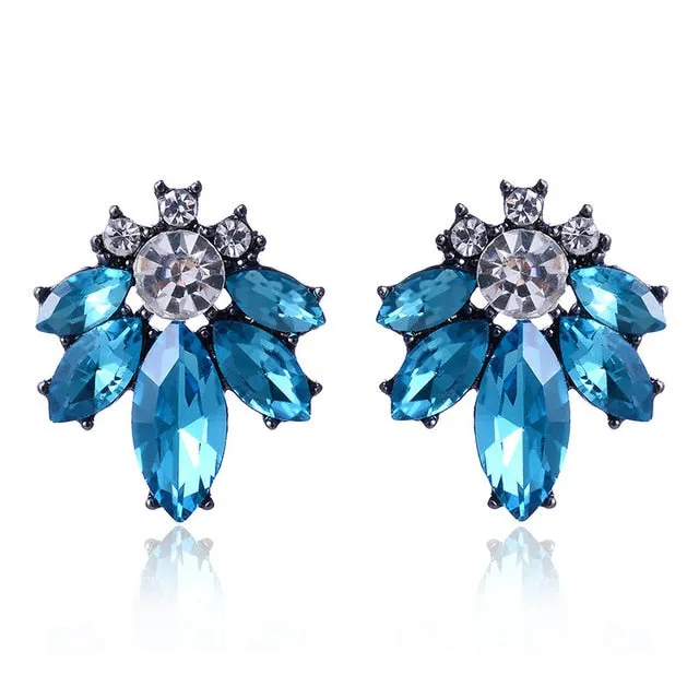 17colors Vintage Antique Golden Transparent Rhinestone Earrings For Women Bijoux Brincos Women's Christmas Gift 2018