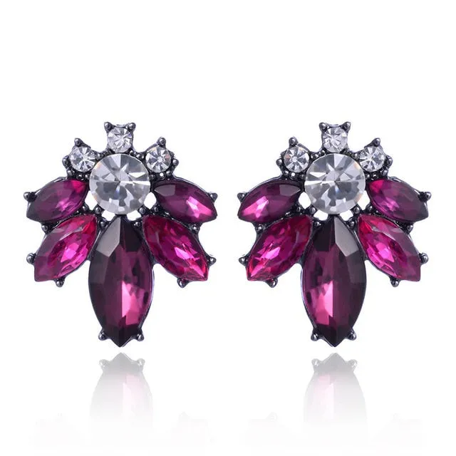17colors Vintage Antique Golden Transparent Rhinestone Earrings For Women Bijoux Brincos Women's Christmas Gift 2018