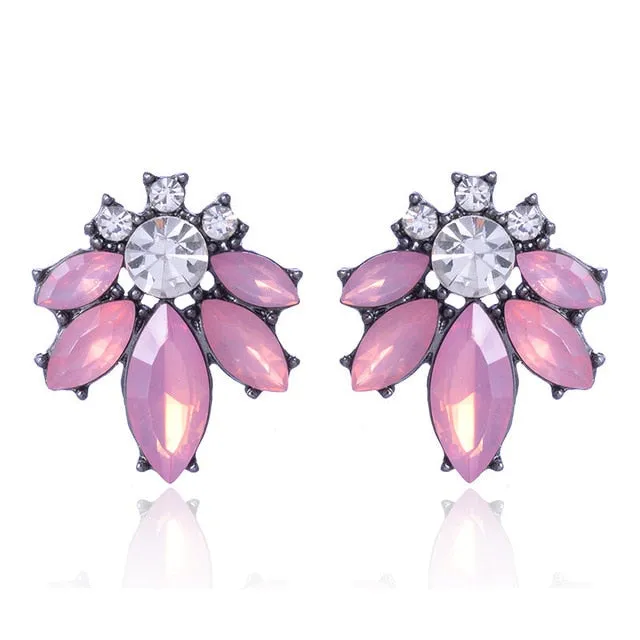 17colors Vintage Antique Golden Transparent Rhinestone Earrings For Women Bijoux Brincos Women's Christmas Gift 2018