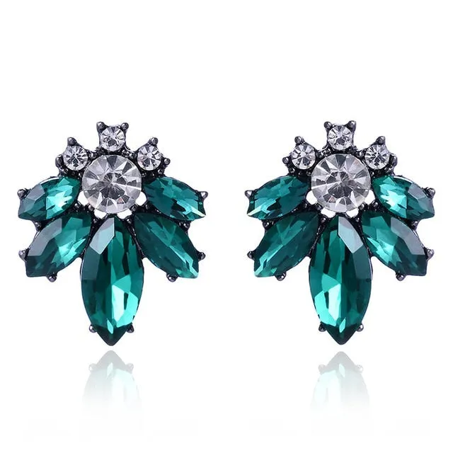 17colors Vintage Antique Golden Transparent Rhinestone Earrings For Women Bijoux Brincos Women's Christmas Gift 2018