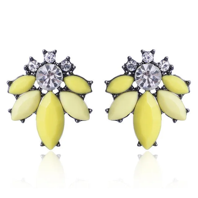 17colors Vintage Antique Golden Transparent Rhinestone Earrings For Women Bijoux Brincos Women's Christmas Gift 2018
