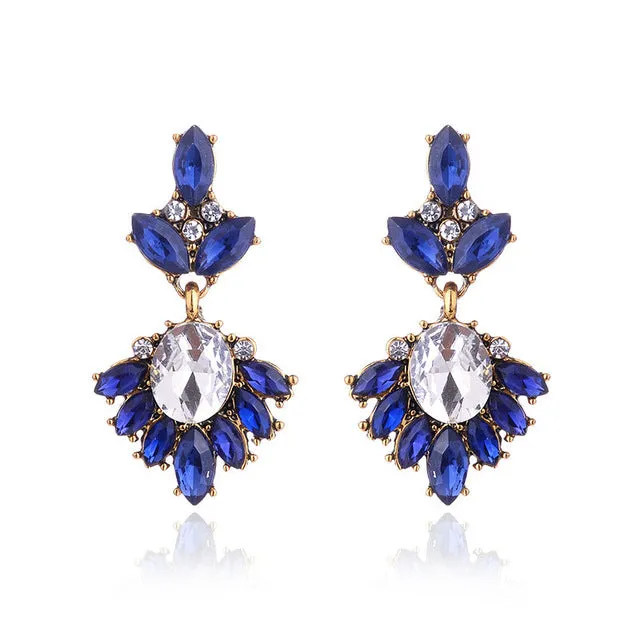17colors Vintage Antique Golden Transparent Rhinestone Earrings For Women Bijoux Brincos Women's Christmas Gift 2018