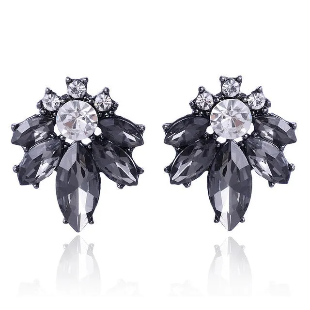 17colors Vintage Antique Golden Transparent Rhinestone Earrings For Women Bijoux Brincos Women's Christmas Gift 2018