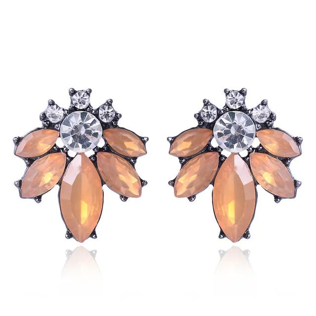 17colors Vintage Antique Golden Transparent Rhinestone Earrings For Women Bijoux Brincos Women's Christmas Gift 2018