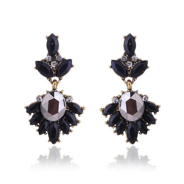 17colors Vintage Antique Golden Transparent Rhinestone Earrings For Women Bijoux Brincos Women's Christmas Gift 2018
