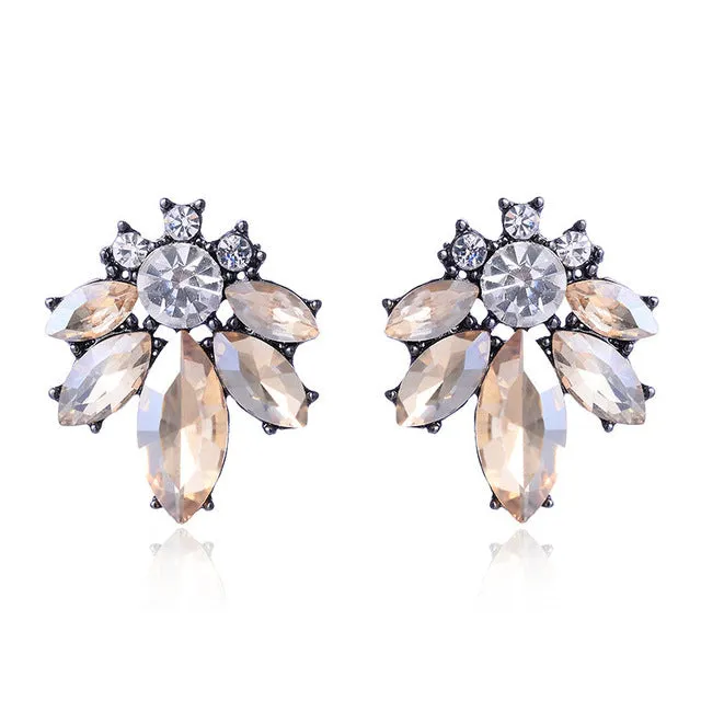17colors Vintage Antique Golden Transparent Rhinestone Earrings For Women Bijoux Brincos Women's Christmas Gift 2018
