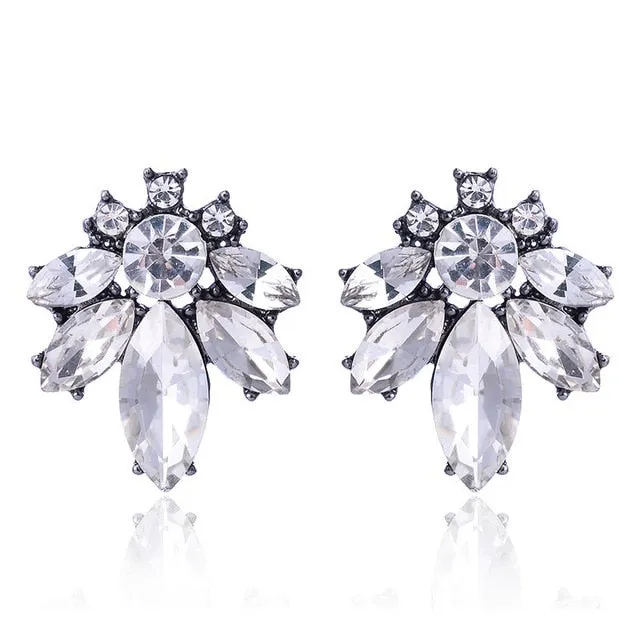 17colors Vintage Antique Golden Transparent Rhinestone Earrings For Women Bijoux Brincos Women's Christmas Gift 2018