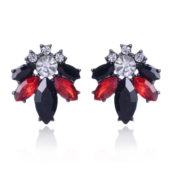 17colors Vintage Antique Golden Transparent Rhinestone Earrings For Women Bijoux Brincos Women's Christmas Gift 2018
