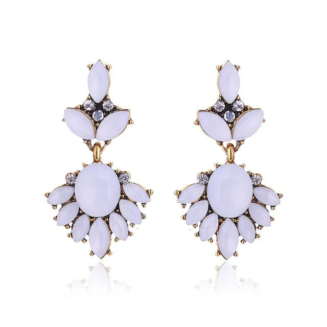 17colors Vintage Antique Golden Transparent Rhinestone Earrings For Women Bijoux Brincos Women's Christmas Gift 2018