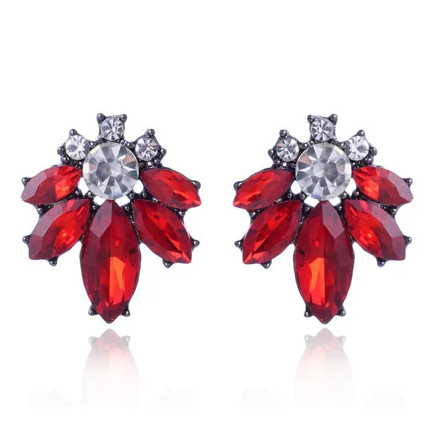 17colors Vintage Antique Golden Transparent Rhinestone Earrings For Women Bijoux Brincos Women's Christmas Gift 2018