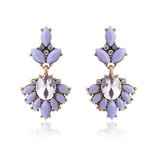 17colors Vintage Antique Golden Transparent Rhinestone Earrings For Women Bijoux Brincos Women's Christmas Gift 2018