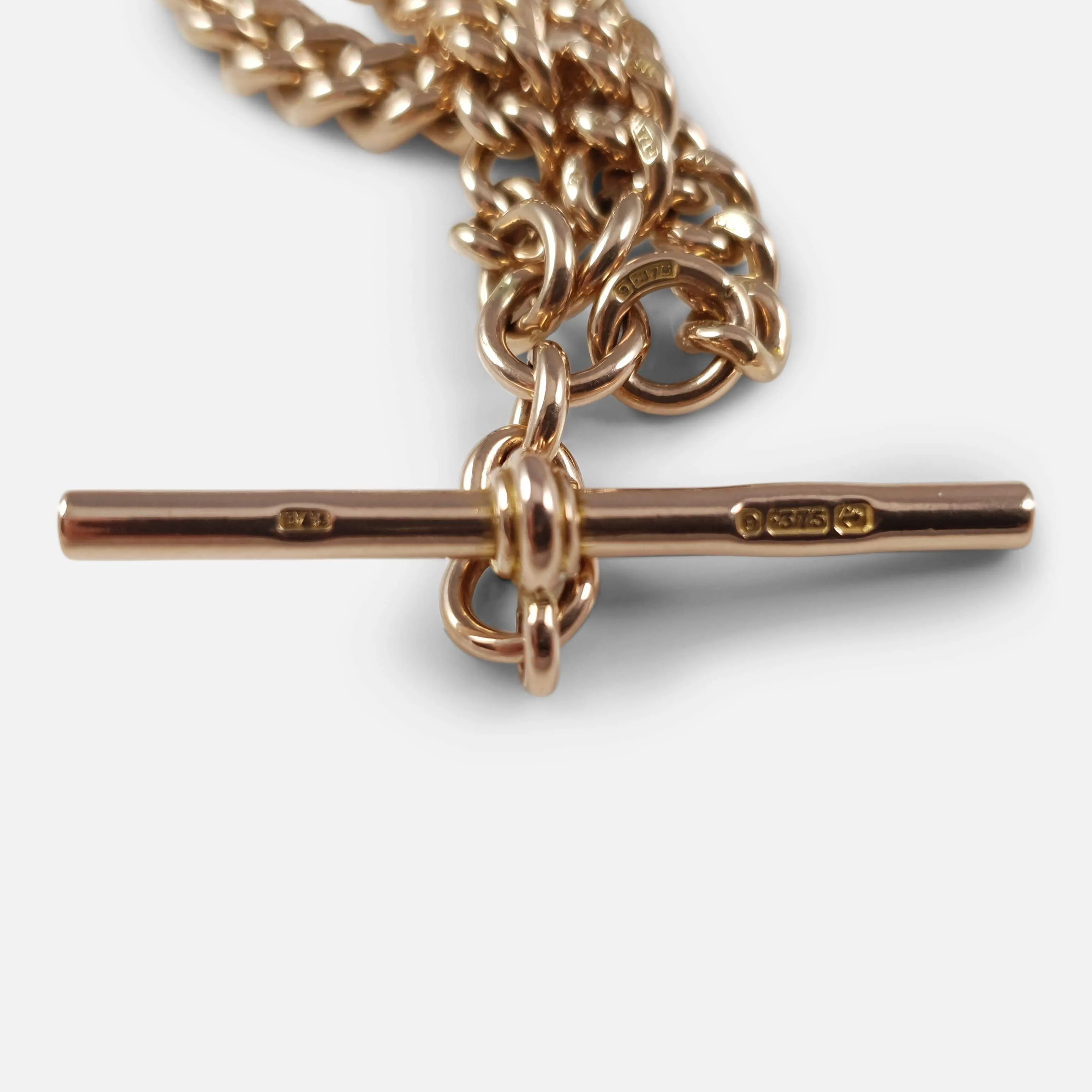 9ct Gold Double Albert Watch Chain with 5 Dollar Coin