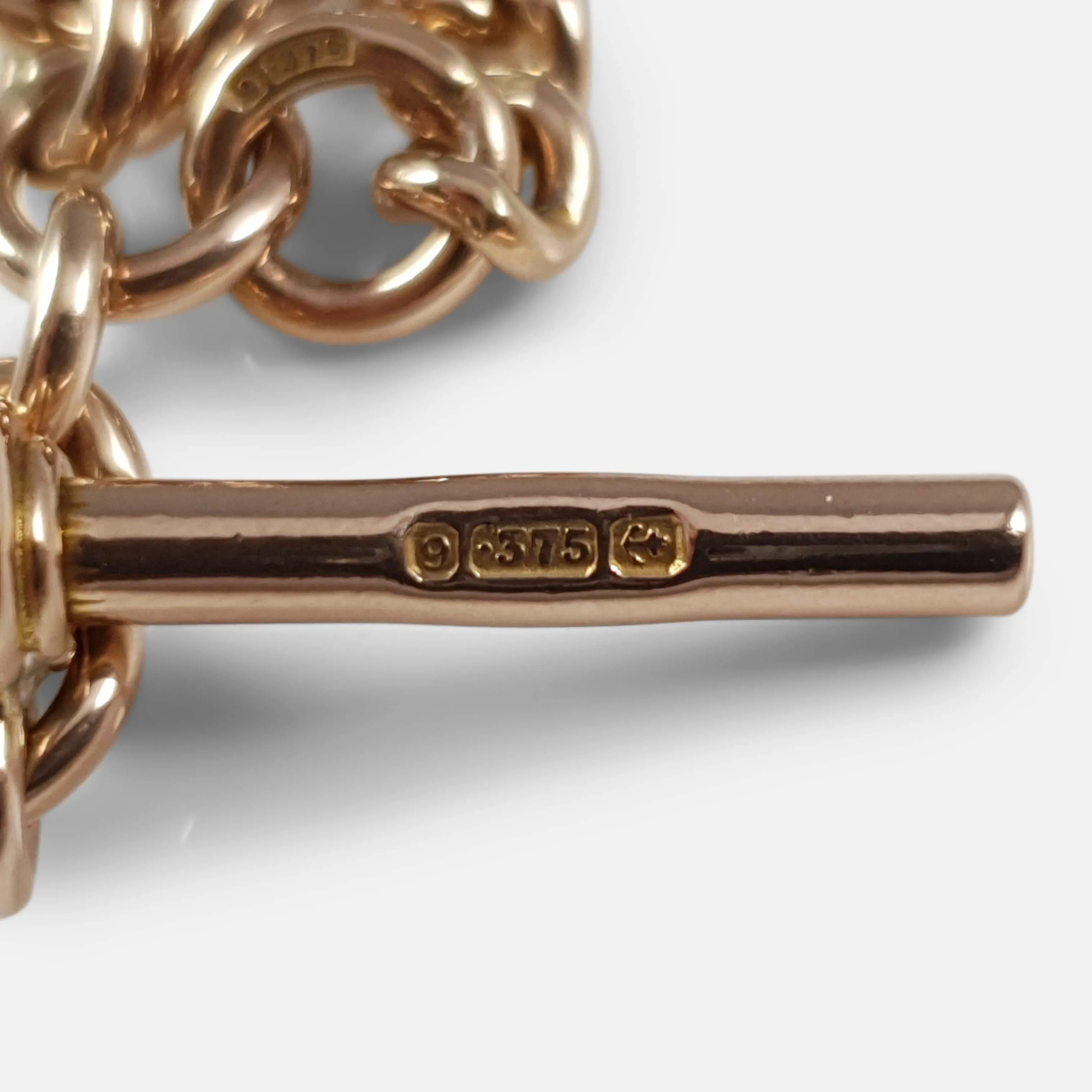 9ct Gold Double Albert Watch Chain with 5 Dollar Coin