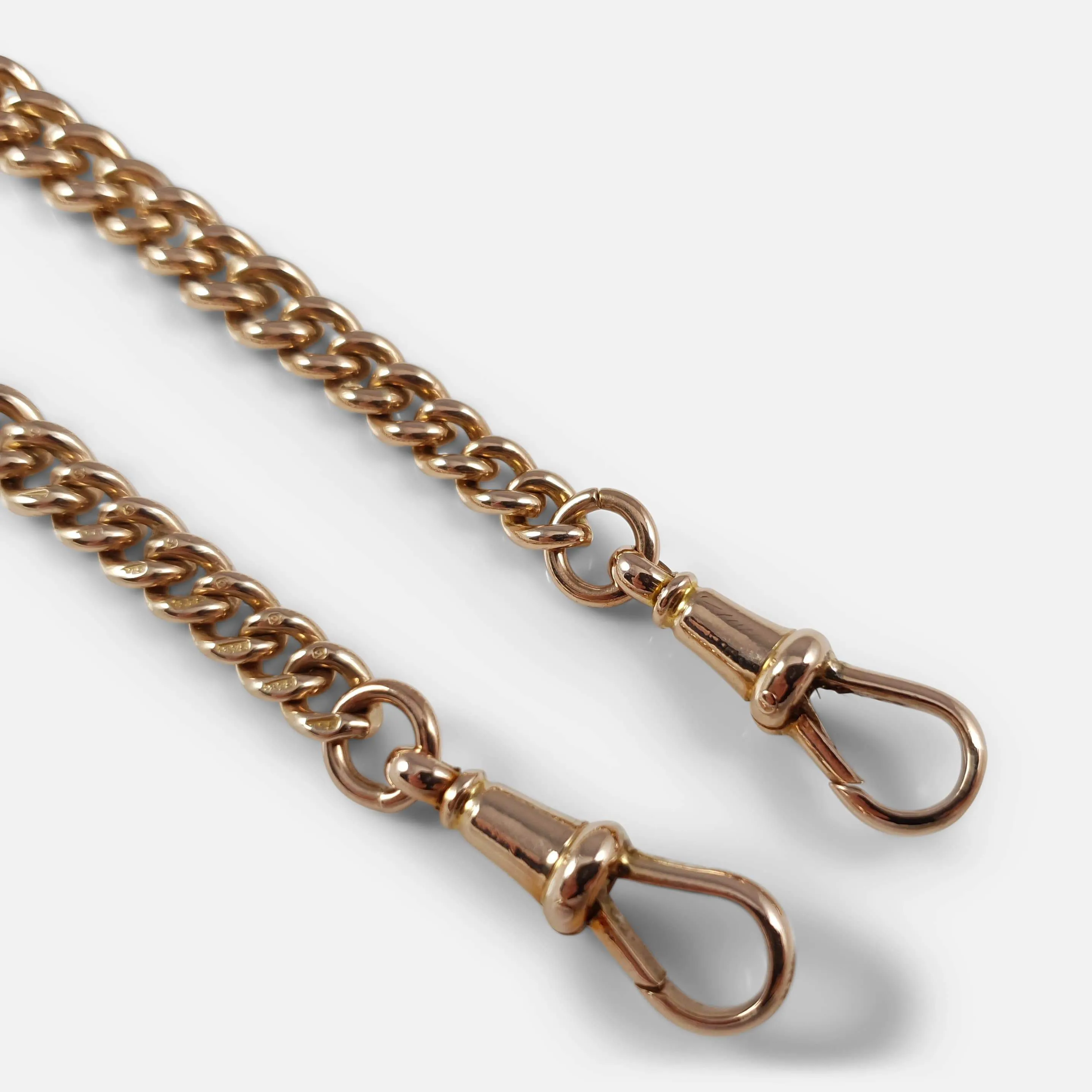 9ct Gold Double Albert Watch Chain with 5 Dollar Coin