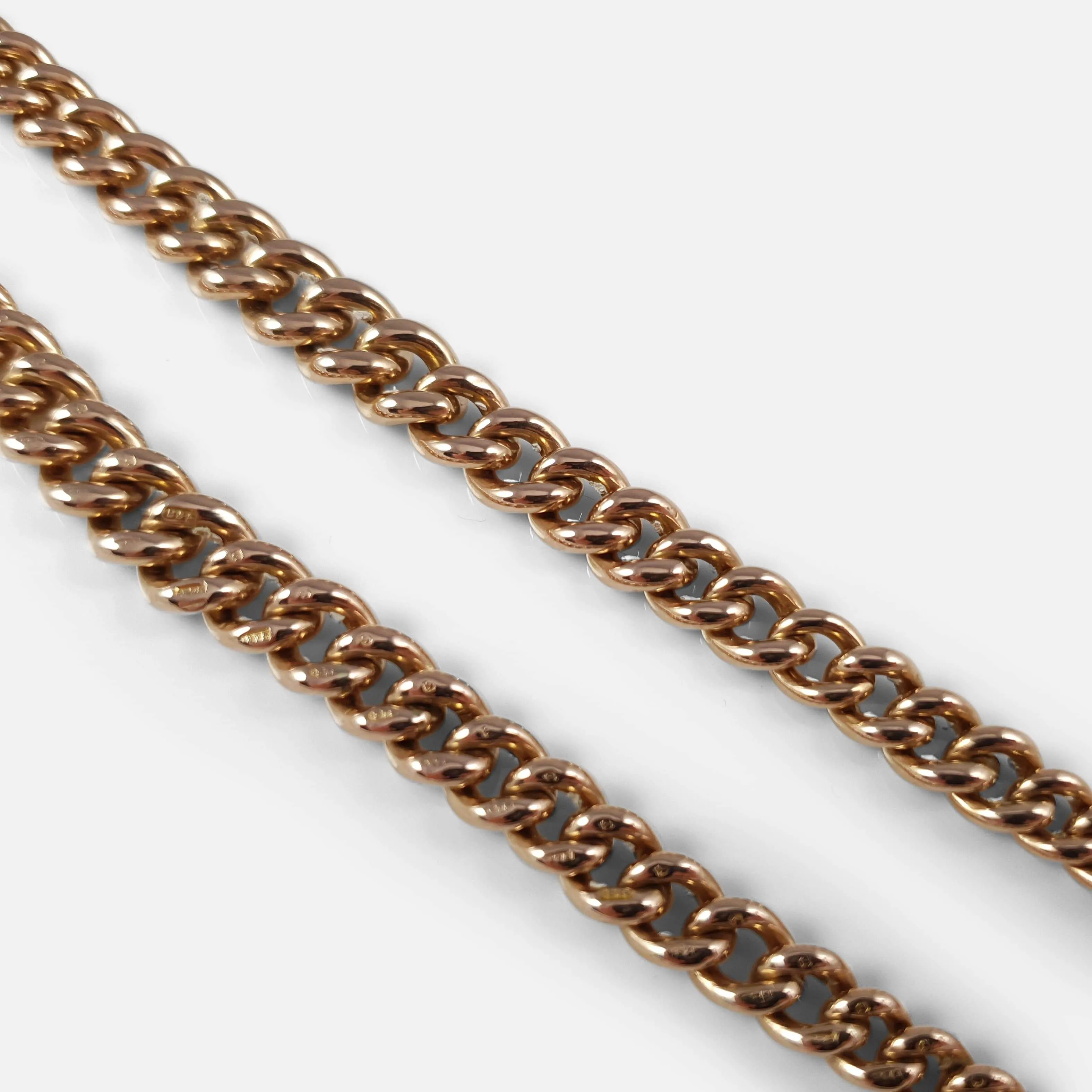 9ct Gold Double Albert Watch Chain with 5 Dollar Coin
