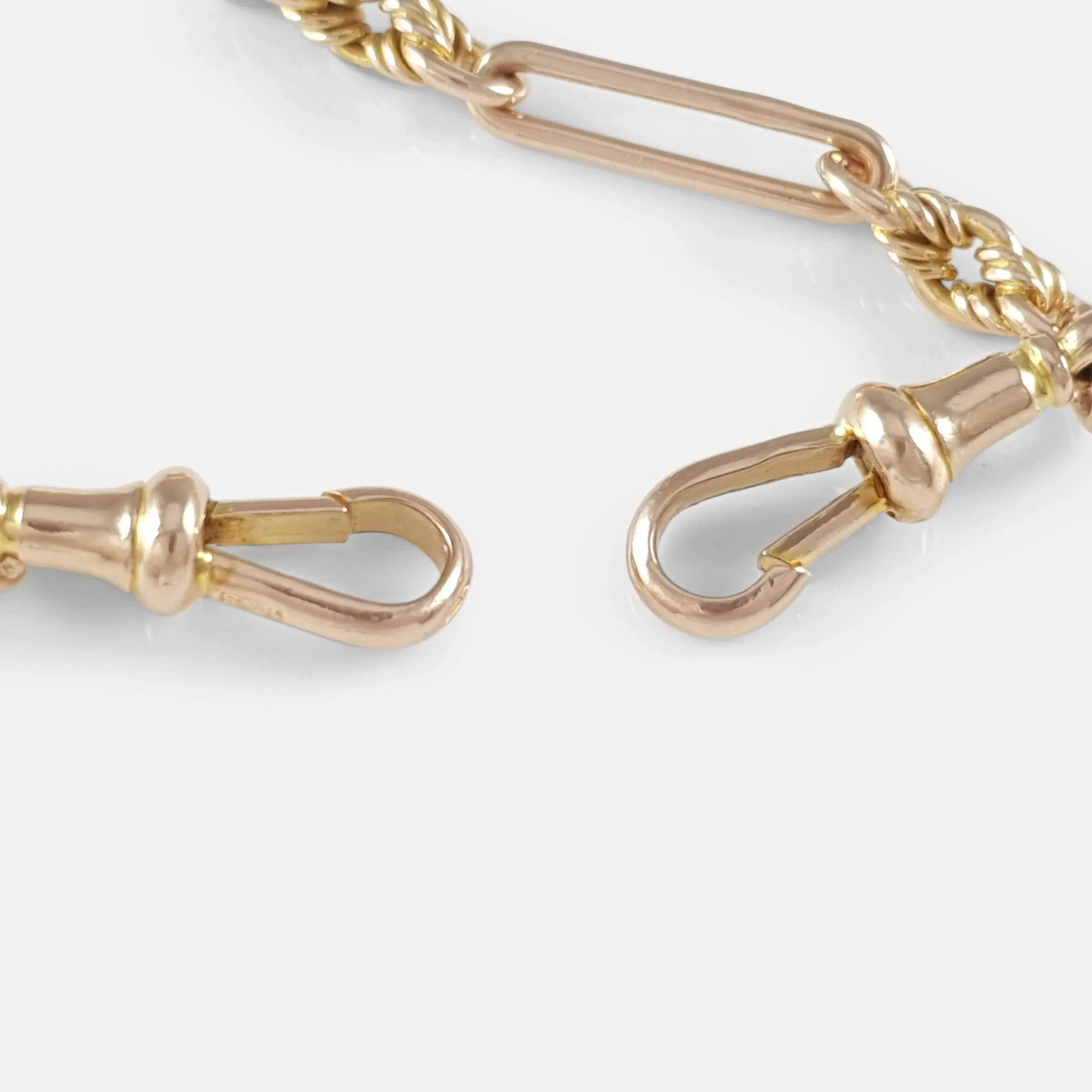 9ct Rose Gold Fancy Link Albert Watch Chain 1917 38.7 Grams