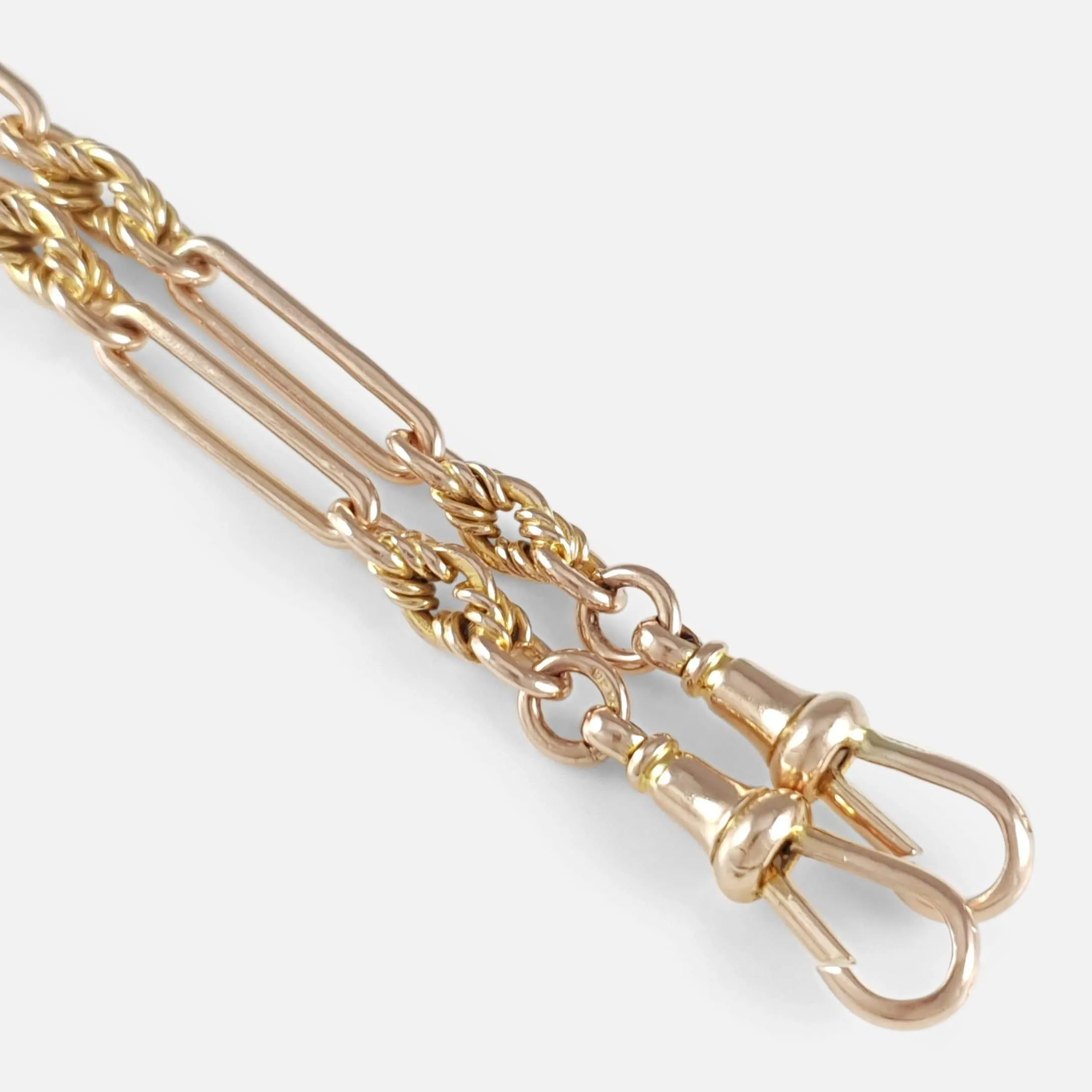 9ct Rose Gold Fancy Link Albert Watch Chain 1917 38.7 Grams