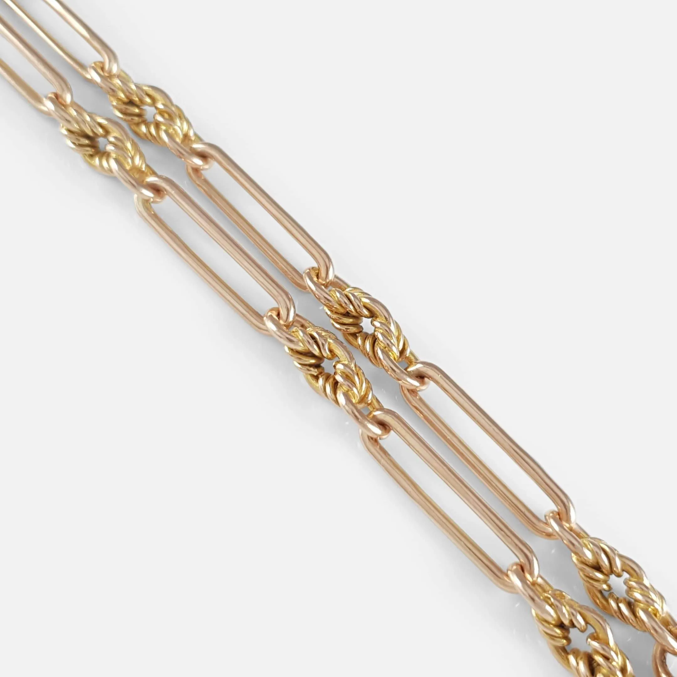 9ct Rose Gold Fancy Link Albert Watch Chain 1917 38.7 Grams