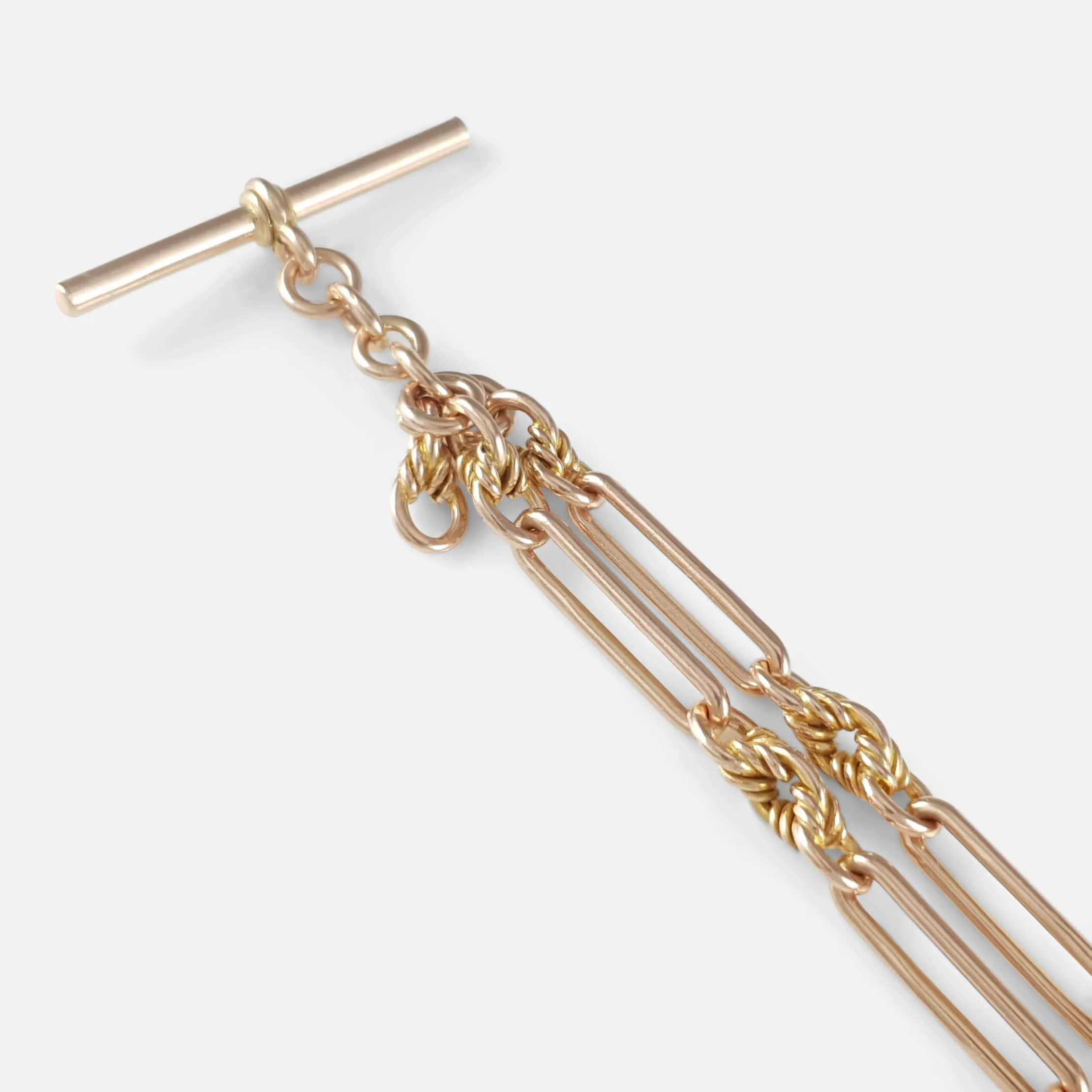 9ct Rose Gold Fancy Link Albert Watch Chain 1917 38.7 Grams