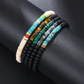 Bracelet pour Homme en Perles noires & Pierres de couleur Style minimaliste ! (4 coloris)