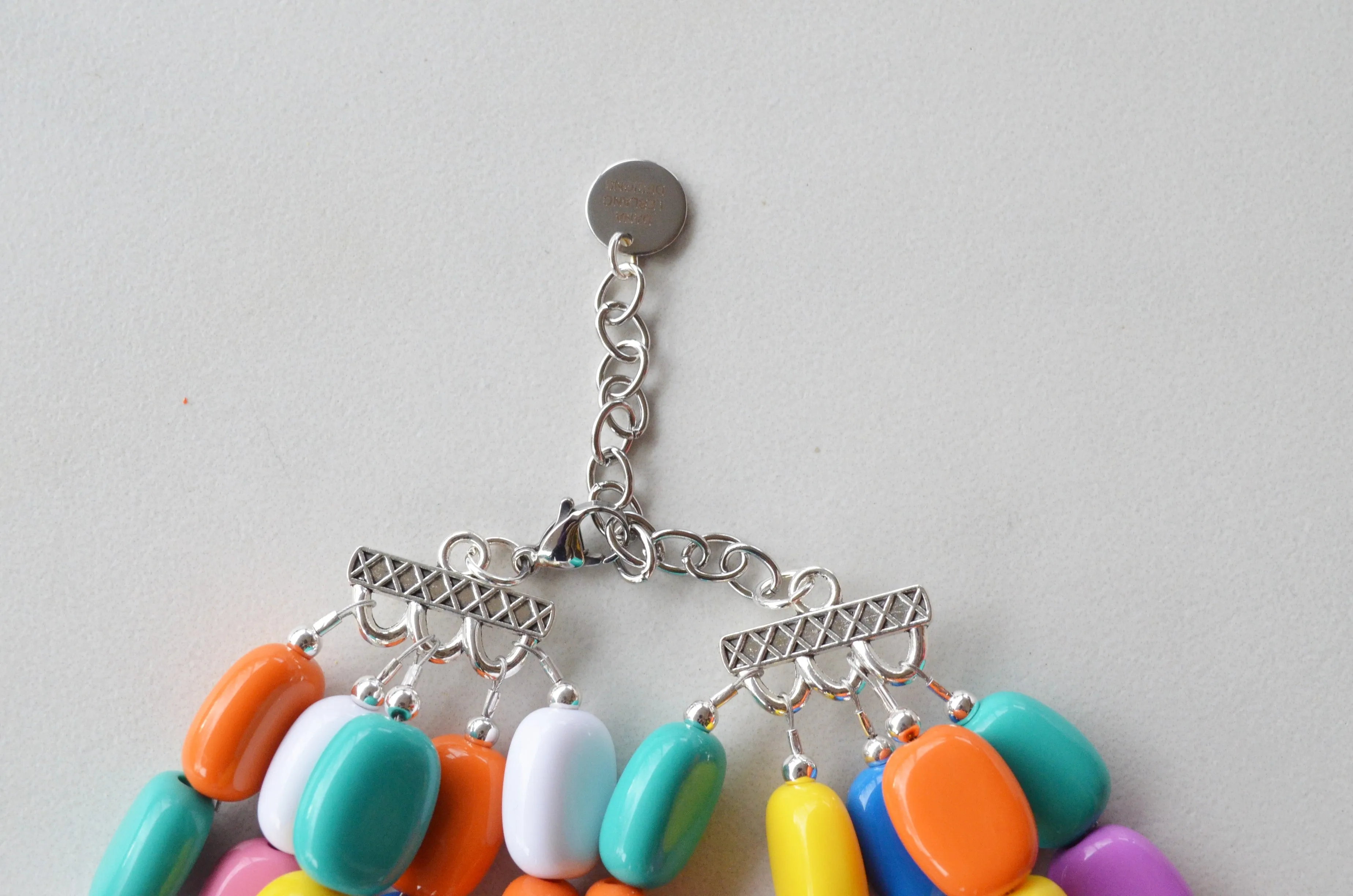Colorful Beaded Multi Color Lucite Big Chunky Multi Strand Statement Necklace - Lauren