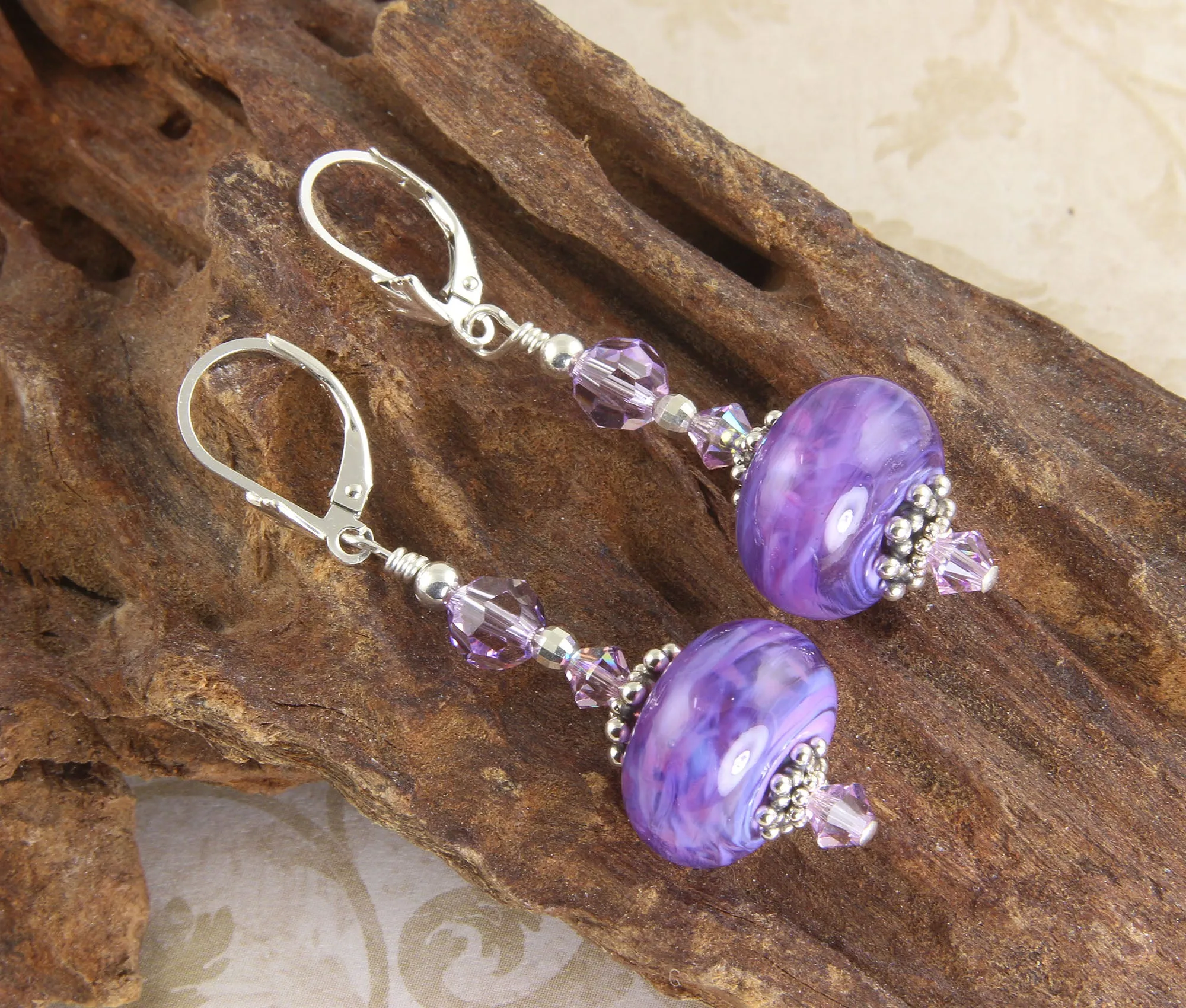 Cosmo Violet Lampwork Bead Earrings