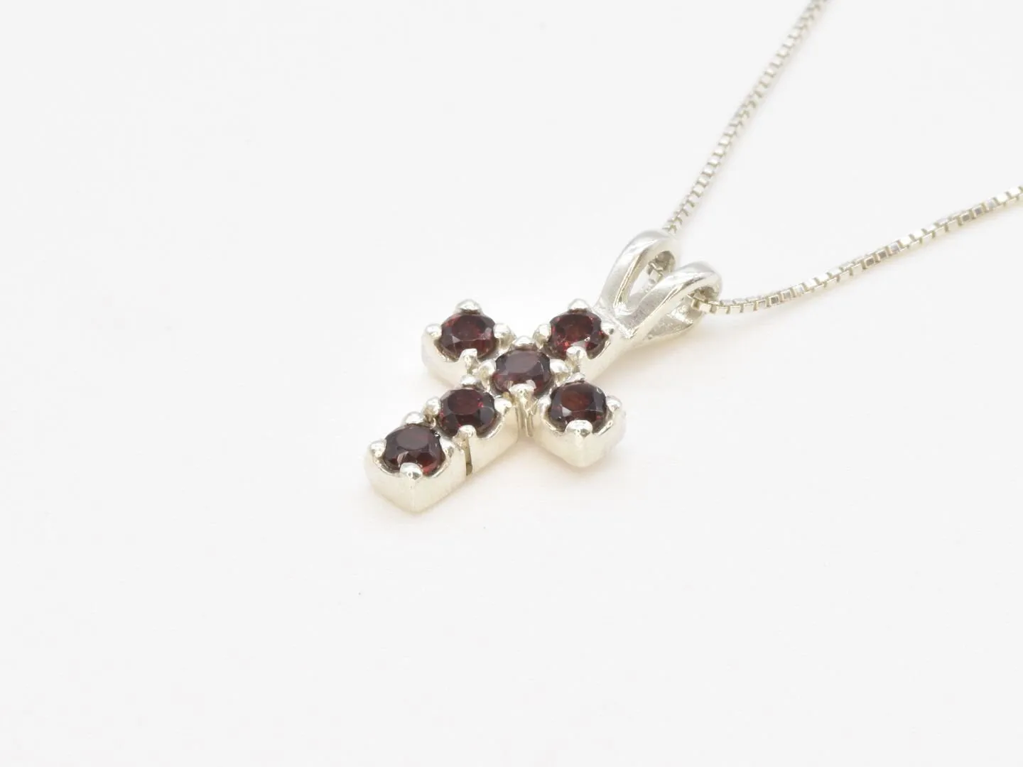 Garnet Cross Pendant - Natural Garnet Necklace - Small Cross Necklace