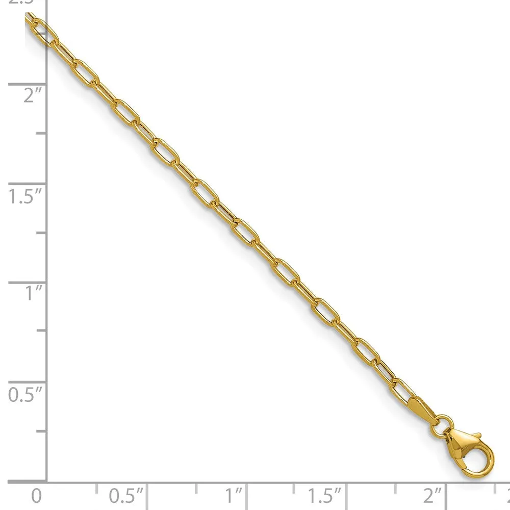 Gold Leslie's 14k 2.2mm 7 Inches Semi-Solid Paperclip Chain Bracelet Model-7358-7