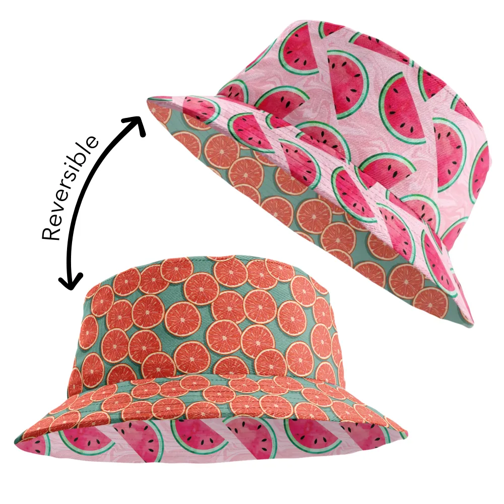 Groovy Grapefruit - Bucket Hat Reversible Print