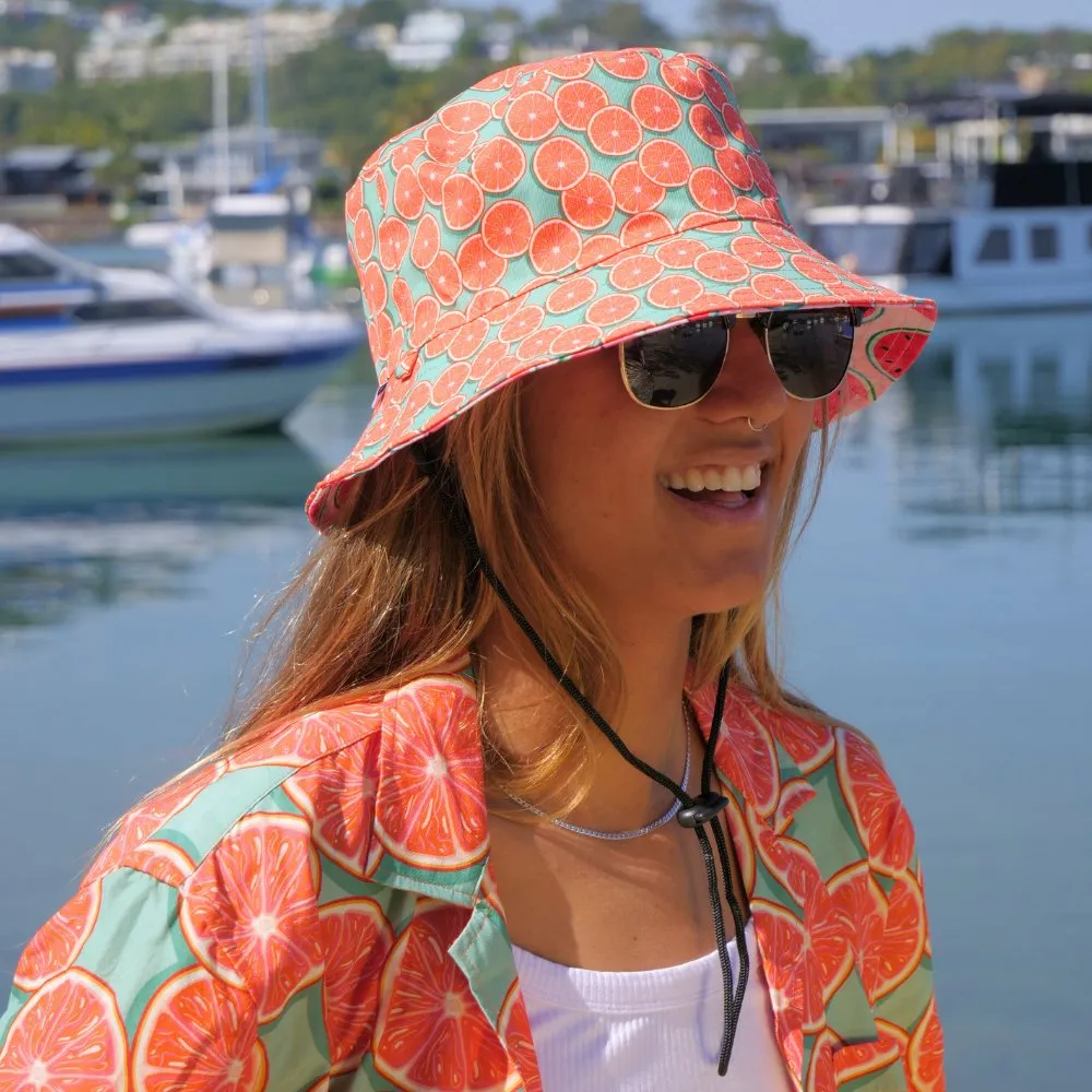 Groovy Grapefruit - Bucket Hat Reversible Print