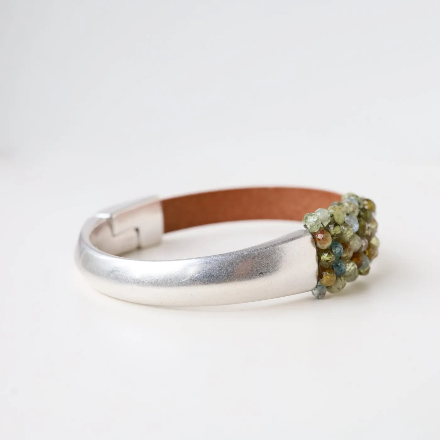 Hand Stitched Green Garnets & Natural Zircon Mix Bracelet
