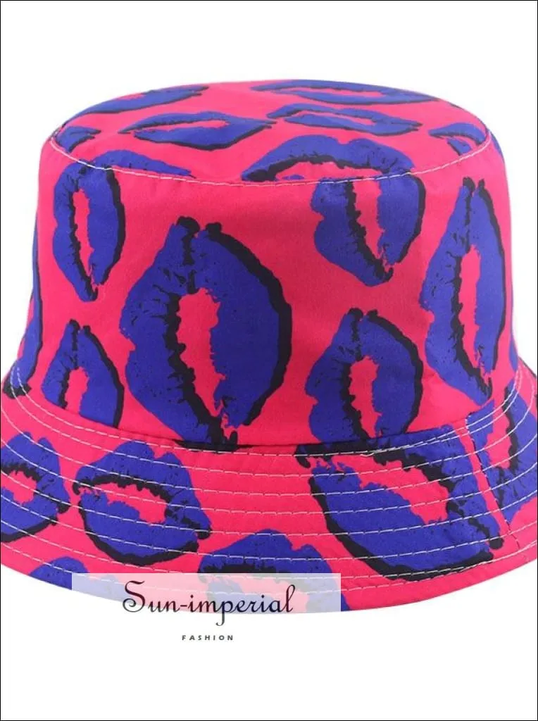 Hot Pink Paint Splash Print Reversible Black White Cow Pattern Women Bucket Hat