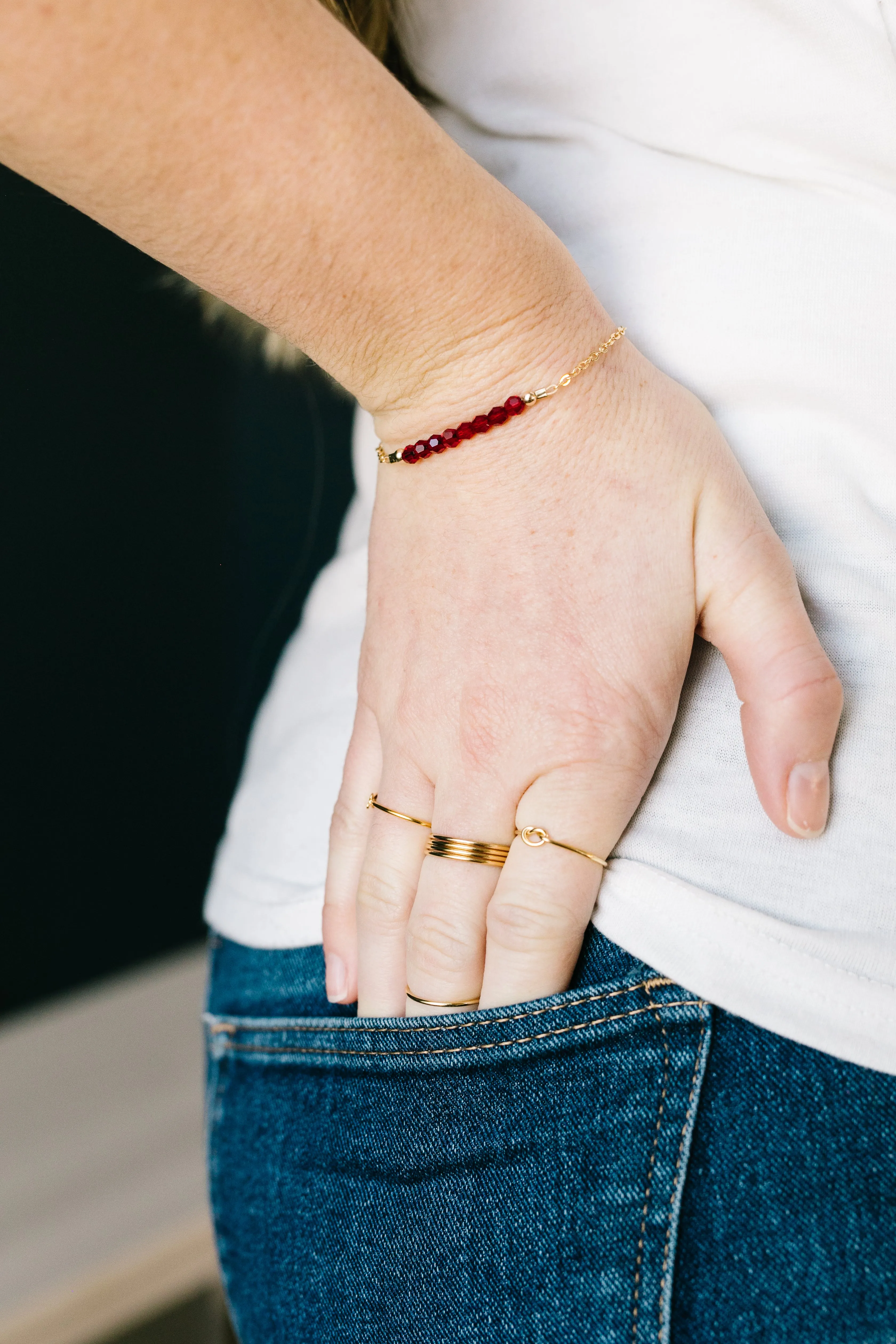 January Adult Chain Bracelet (4MM beads)