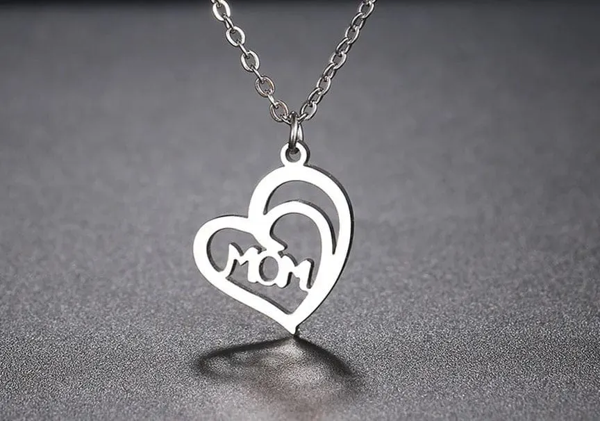 Mom's Heart Stainless Steel Necklace Gifts for Mom