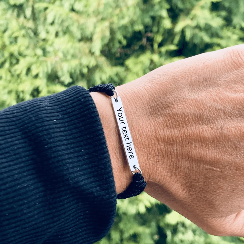 Personalized Engraved Trumpet Bar Rope Bracelet
