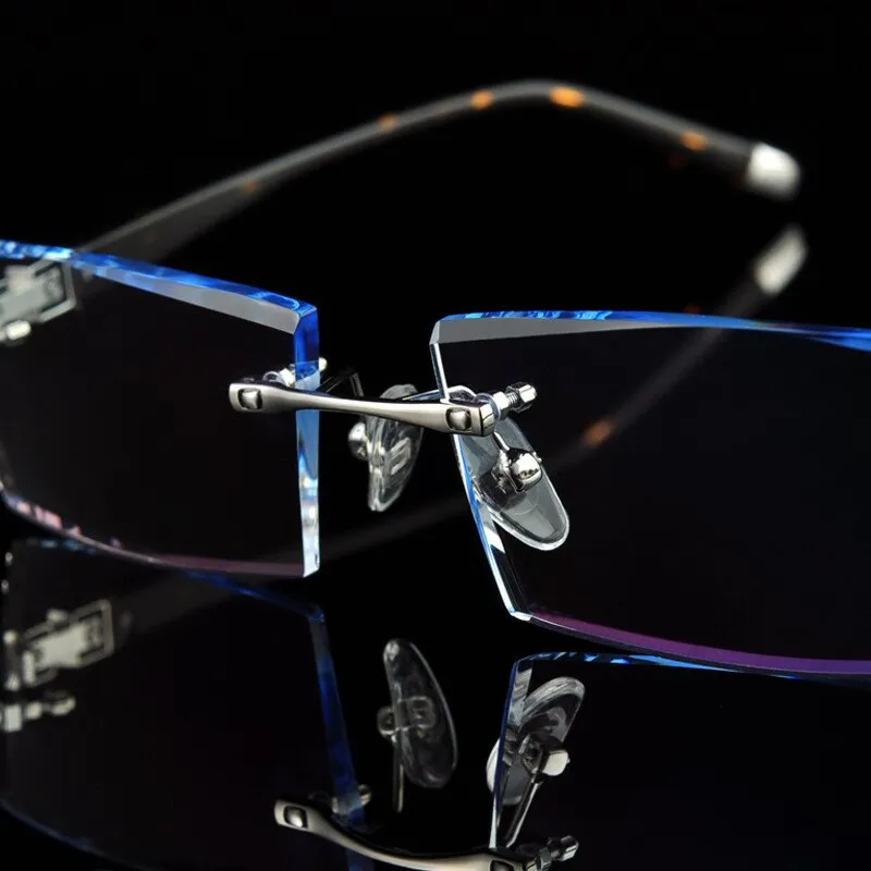 Reven Jate 58050 Alloy Rimless Diamond Cutting Man Glasses Frame Eyeglasses Men Eyewear