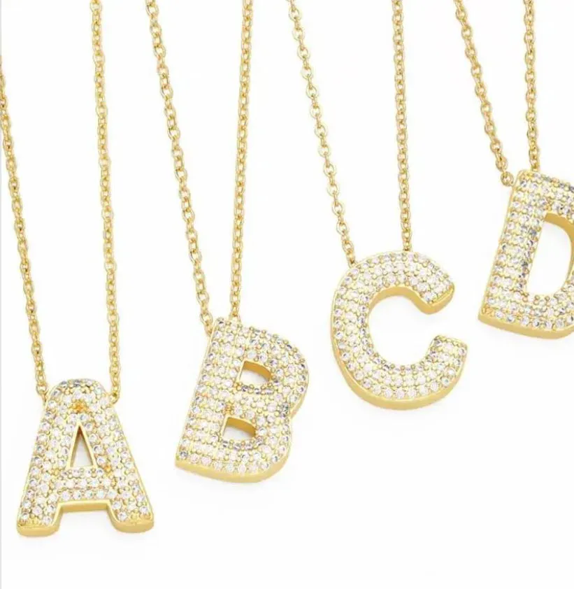 Rhinestone Bubble Initial Necklace