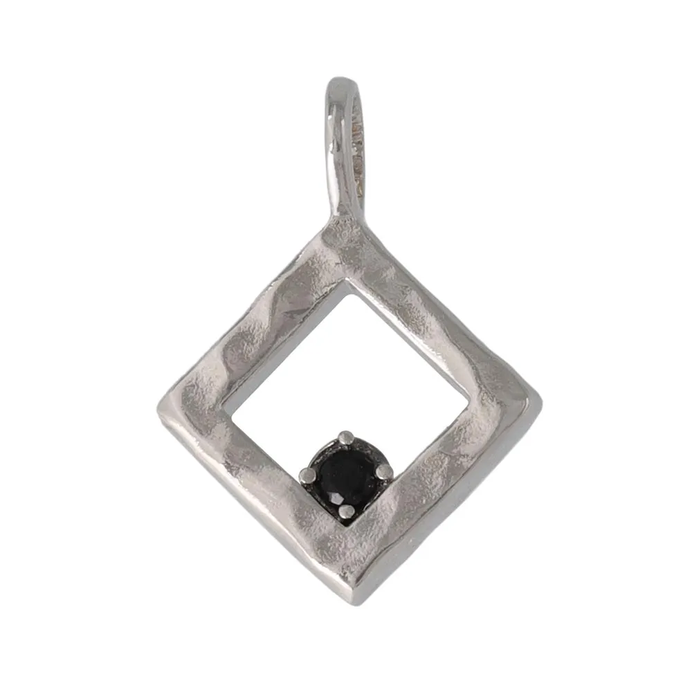 Silver Tone Square Necklace Charm