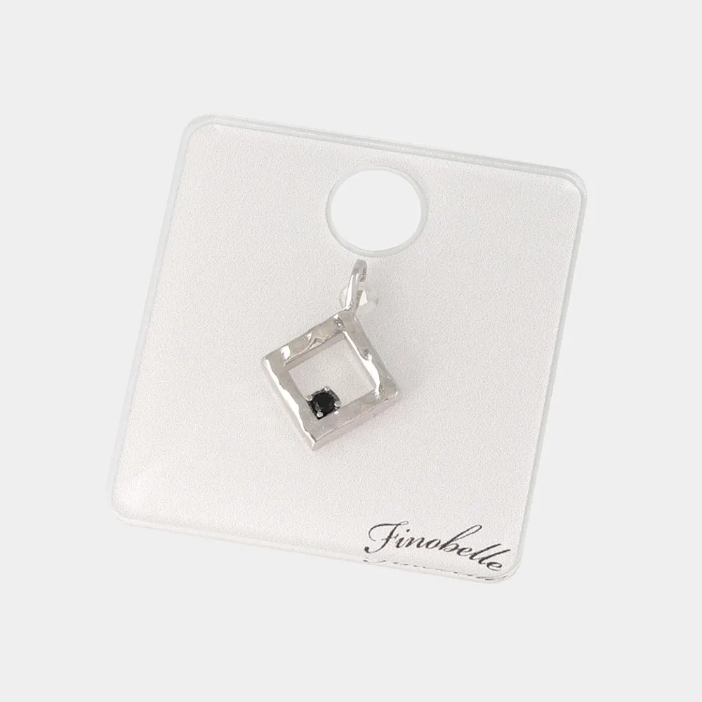 Silver Tone Square Necklace Charm