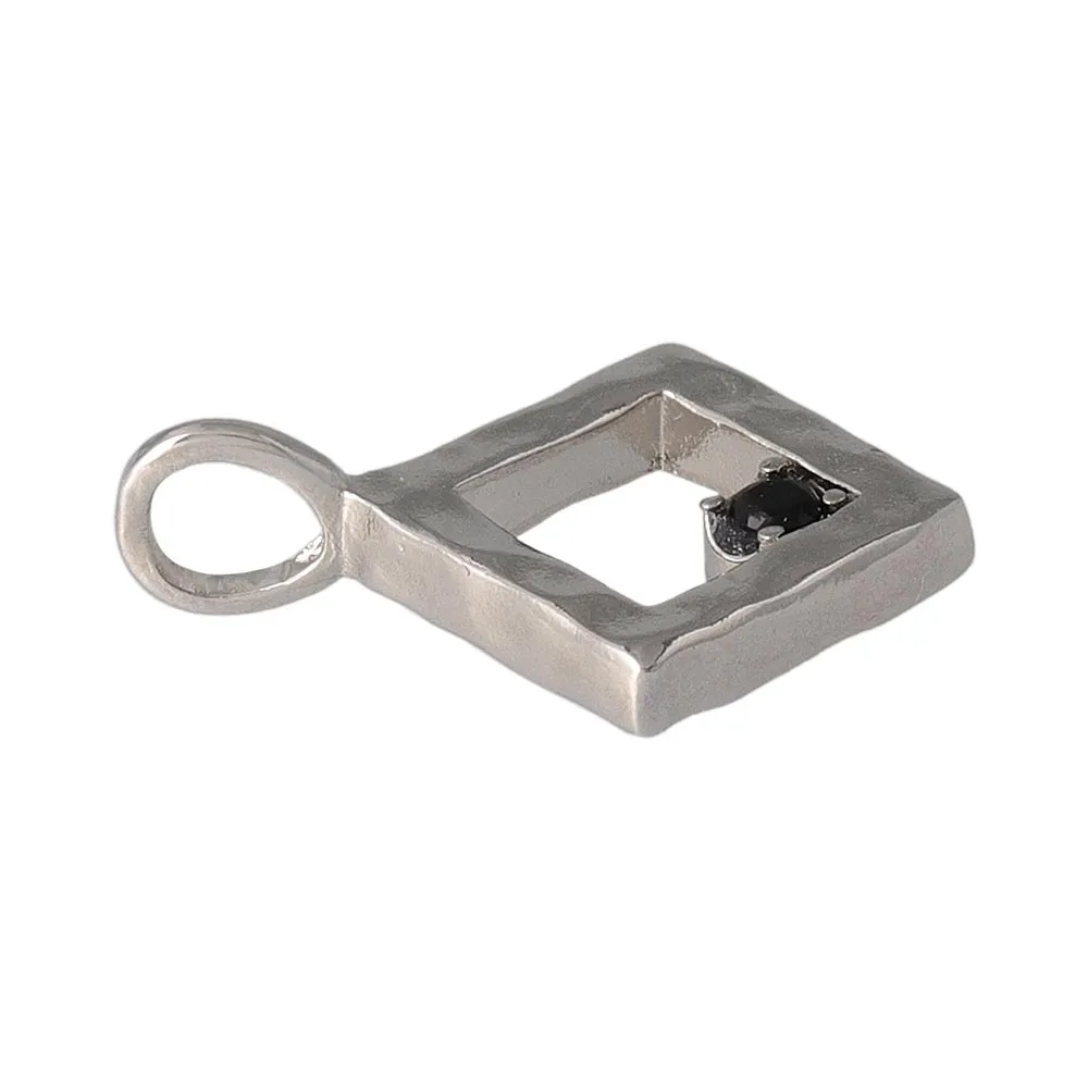 Silver Tone Square Necklace Charm