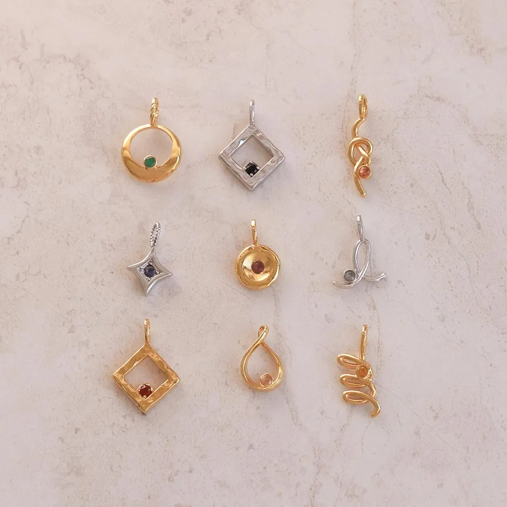 Silver Tone Square Necklace Charm