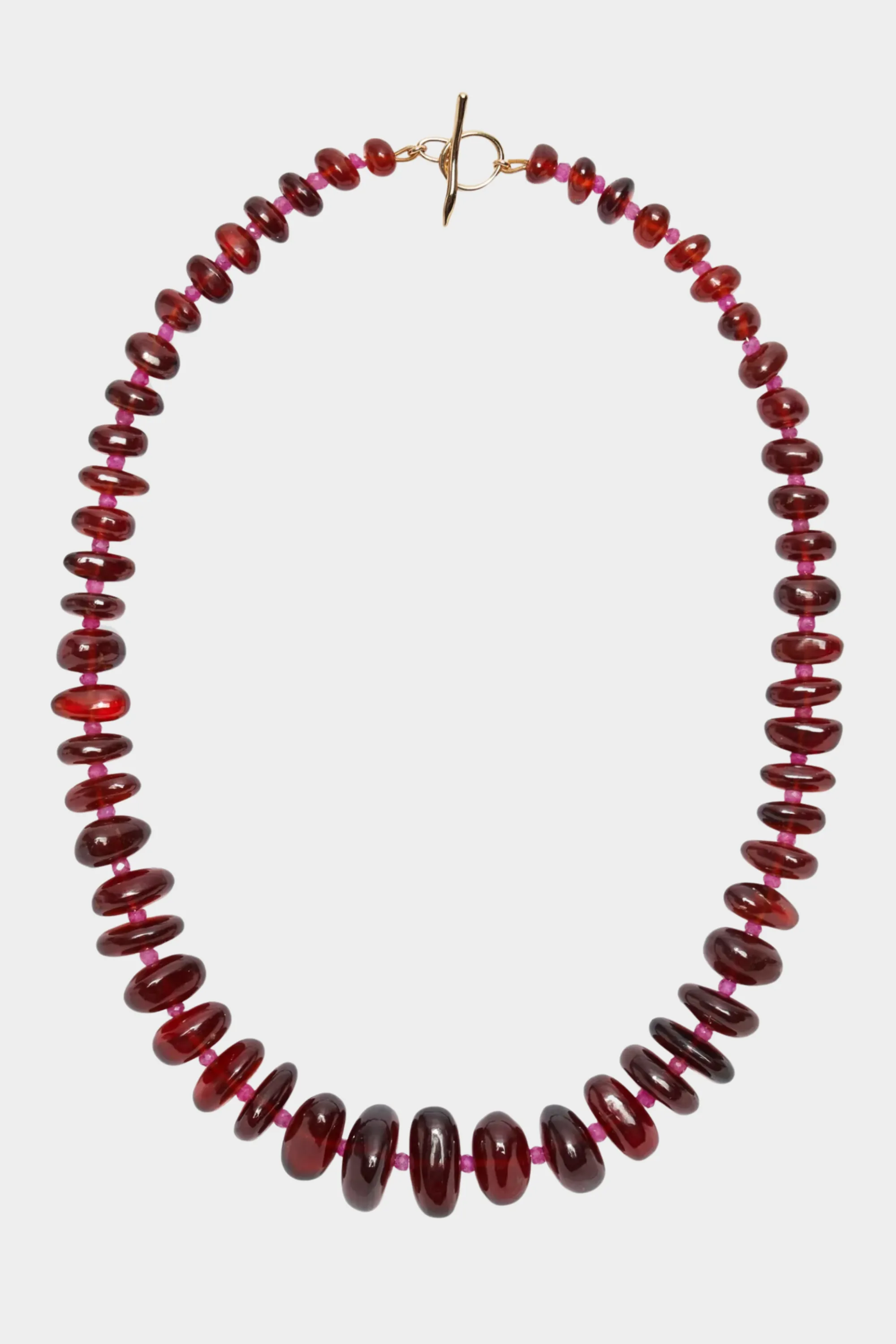 Single Strand Necklace, Garnet & Pink Sapphire