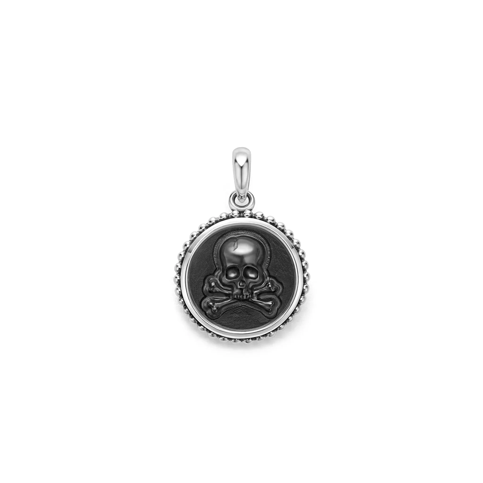 Small Onyx Skull Crossbone Amulet